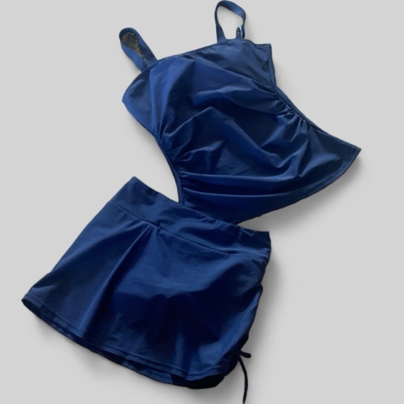 Women’s Tankini 2Pc Swimwear with Tummy Control Modest Blue Size Small NWT - Picture 2 of 5